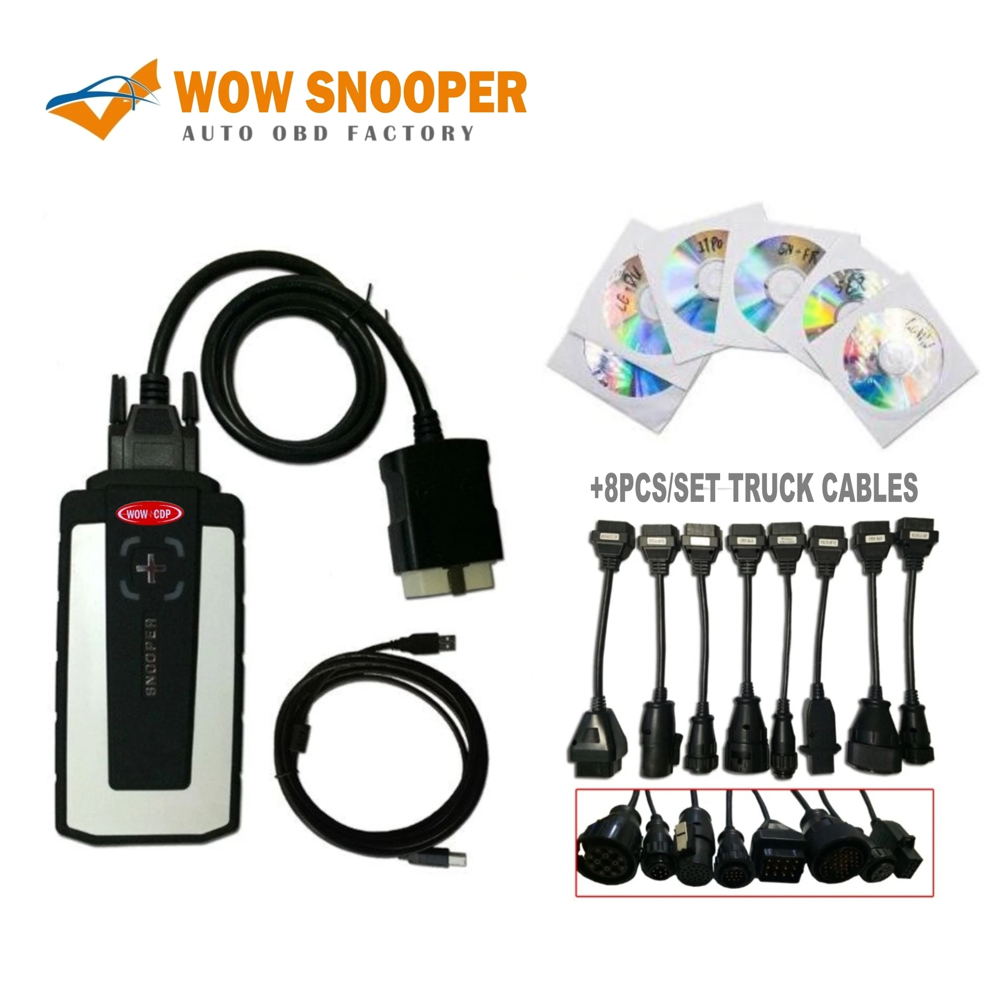 Best WOW CDP snooper newest V5.0012 R2 / 2016.00 keygen with Bluetooth car truck obd2 diagnostic tool +full set 8 cables |