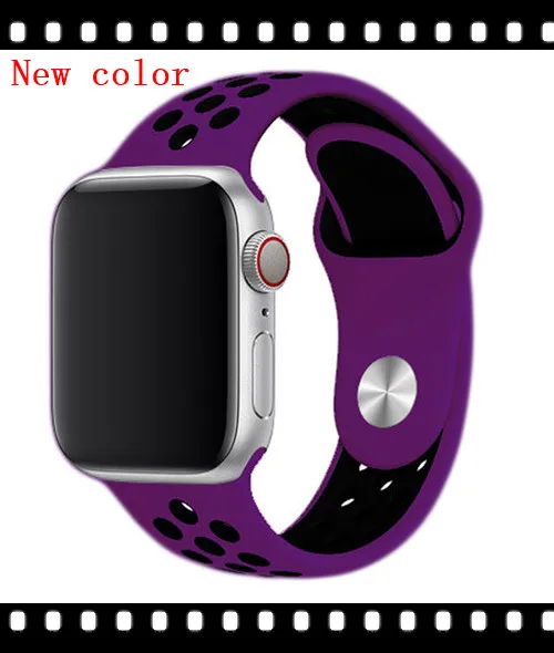 deep purple black Ремешок для apple watch band 44 мм 40 мм correa apple watch 4 3 band 42 мм/38 мм iwatch спортивный силиконовый ремешок-браслет аксессуары для часов - Цвет ремешка: deep purple black