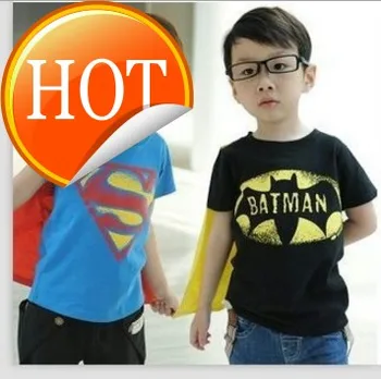 

Baby Boys T-shirt Tops with Cape SuperBOY For Baby Girls T-Shirts Fashion Cotton Cartoon Printing Short Sleeve