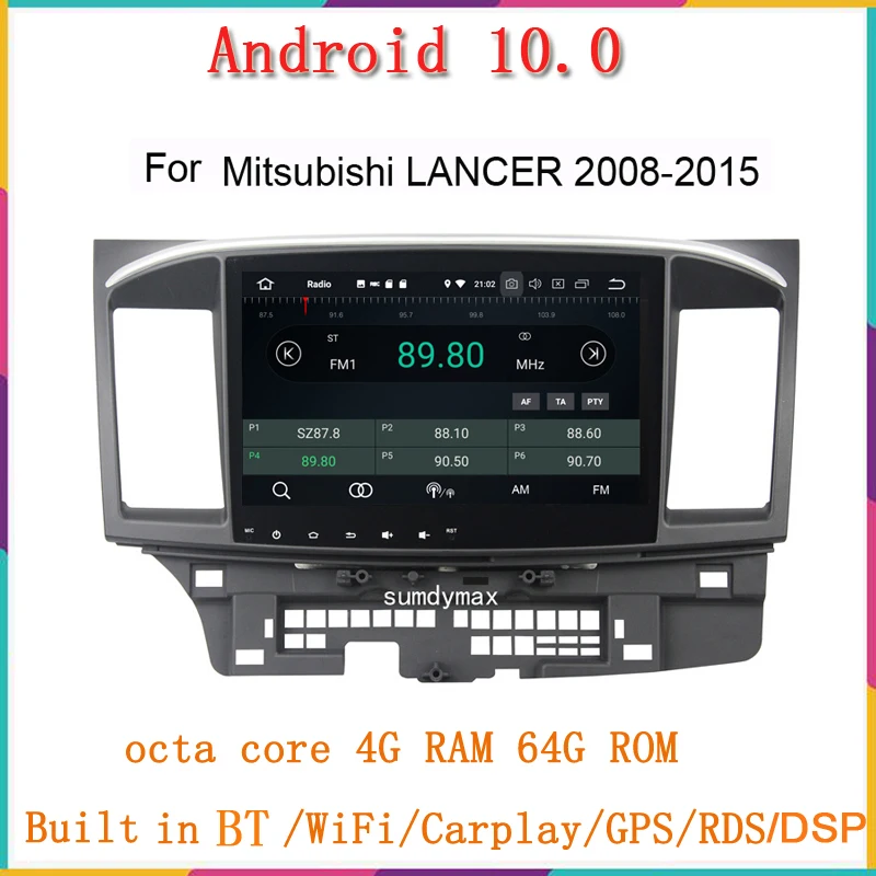 Автомобильный радиоприемник 10 1 дюйма 4 + 128G Android для MITSUBISHI lancer EVO 2008-2014 GPS-навигация