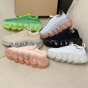 

Hip-hop style transparent bubble sole jogging sports shoes comfortable breathable shock-absorbing mesh elastic jogging shoes