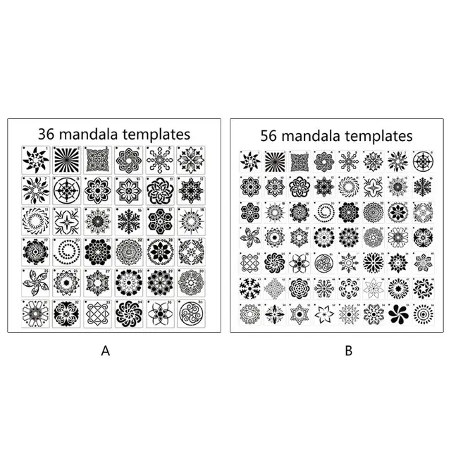 Stencil Mandala Per Pittura - Set Da 32 Modelli Riutilizzabili 12x12 Cm | Per Tela, Legno, Tessuto E Decorazioni Fai Da Te - Foto 7