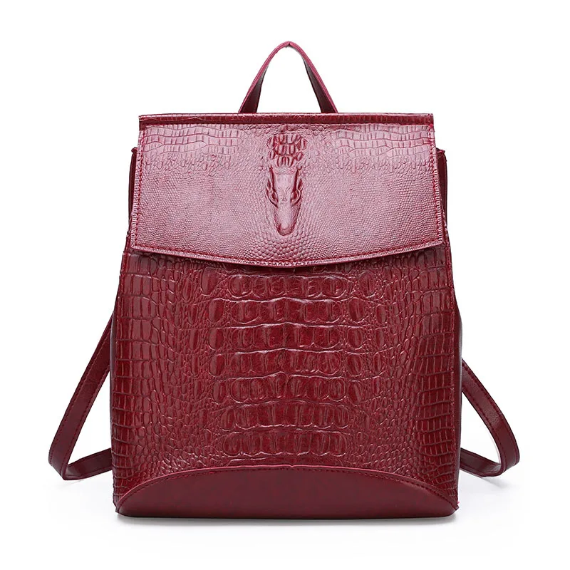 Модный женский рюкзак высокого качества, женский рюкзак из искусственной кожи крокодила, женские рюкзаки Mochila Feminina, рюкзак Mochilas Mujer - Цвет: Red