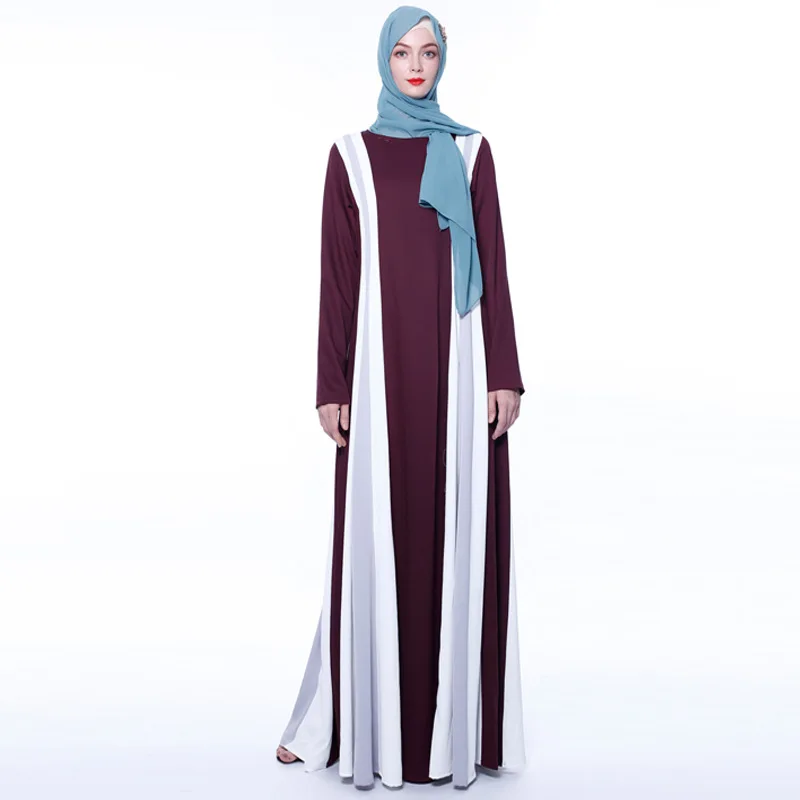 Элегантное мусульманское Полосатое Абаи Maxi Dress Vestidos Кардиган с длинным рукавом халаты кимоно Рамадан ИД Исламская, молитвенная Костюмы