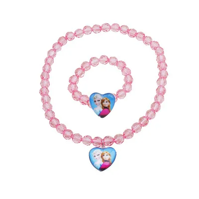 Frozen Elsa Anna Princess Beads Children's Necklace Bracelet Girls Birthday Party Gifts Pack Up Decorative Princess Dress Up S