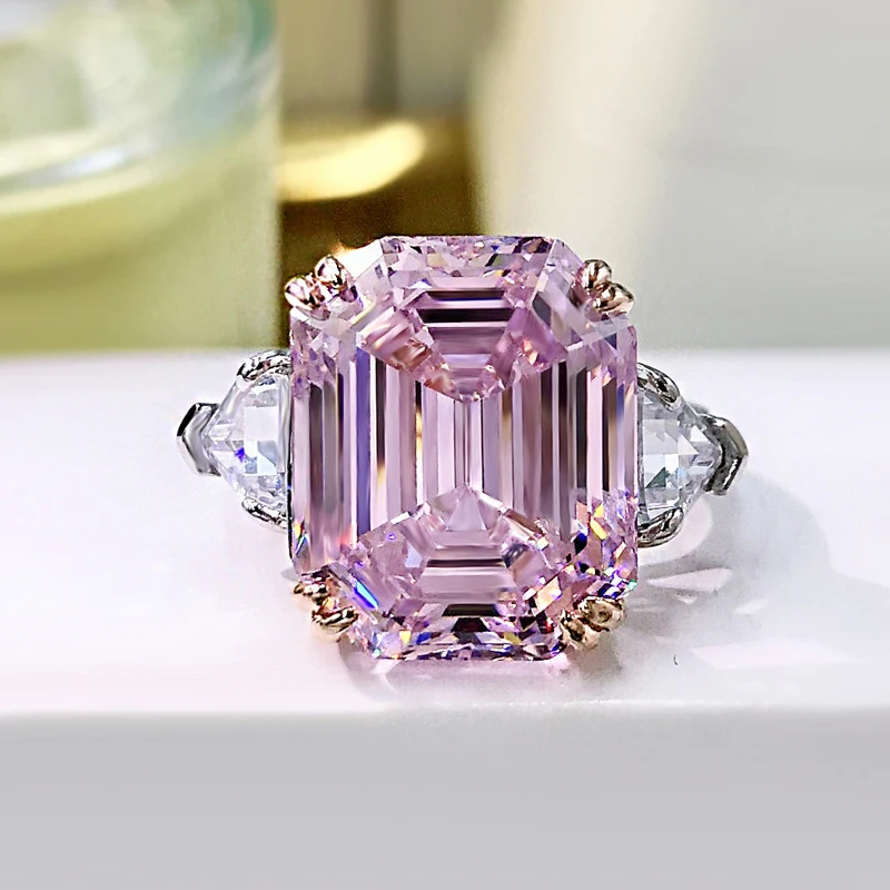 OEVAS 100% 925 Sterling Silver Sparkling 13*16mm Pink Yellow High Carbon Diamond Fine Jewelry Wedding Party Fine Jewelry Gifts