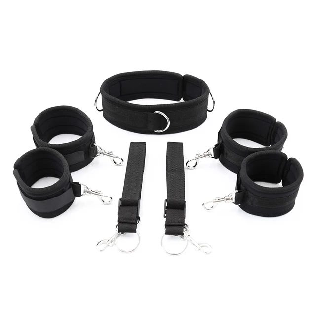 $US $13.12  Sex Bdsm Bondage Set Black Sponge Collars Ankle Cuff Handcuffs For Sex Toys For Woman Couples Bed R