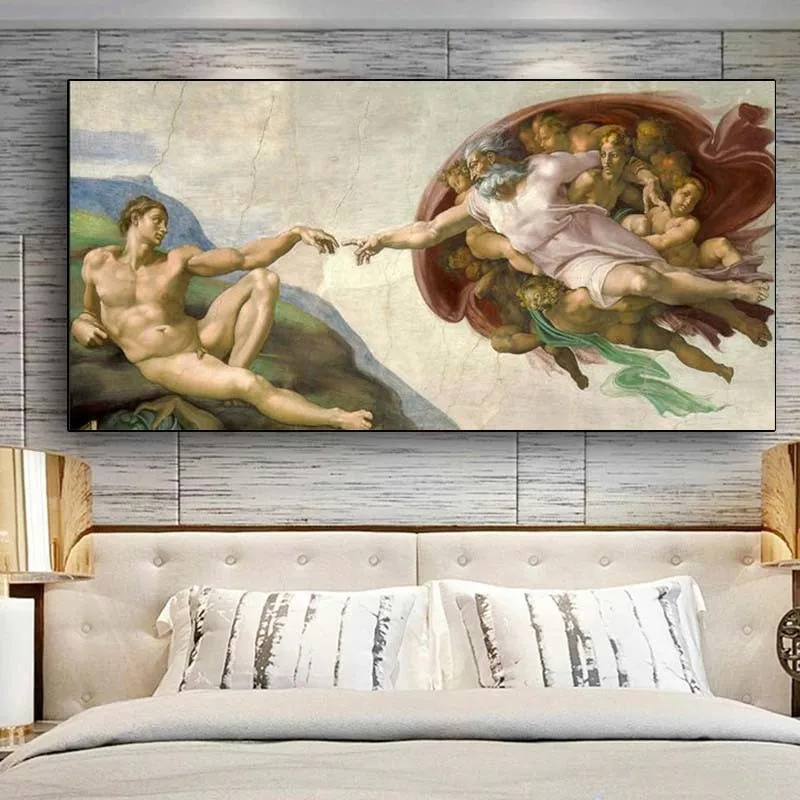 

The Creation Of Adam By Michelangelo Canvas Paintings On the Wall Art Posters And Prints Famous Art Pictures For Living Room