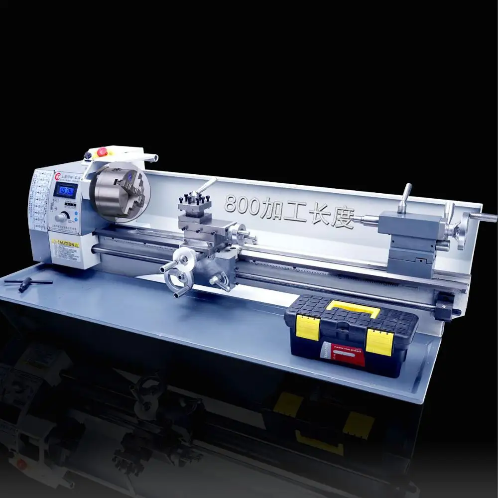 V210 Lengthen stainless steel long metal milling machine precision lathe, DIY mini variable speed table lathe machine