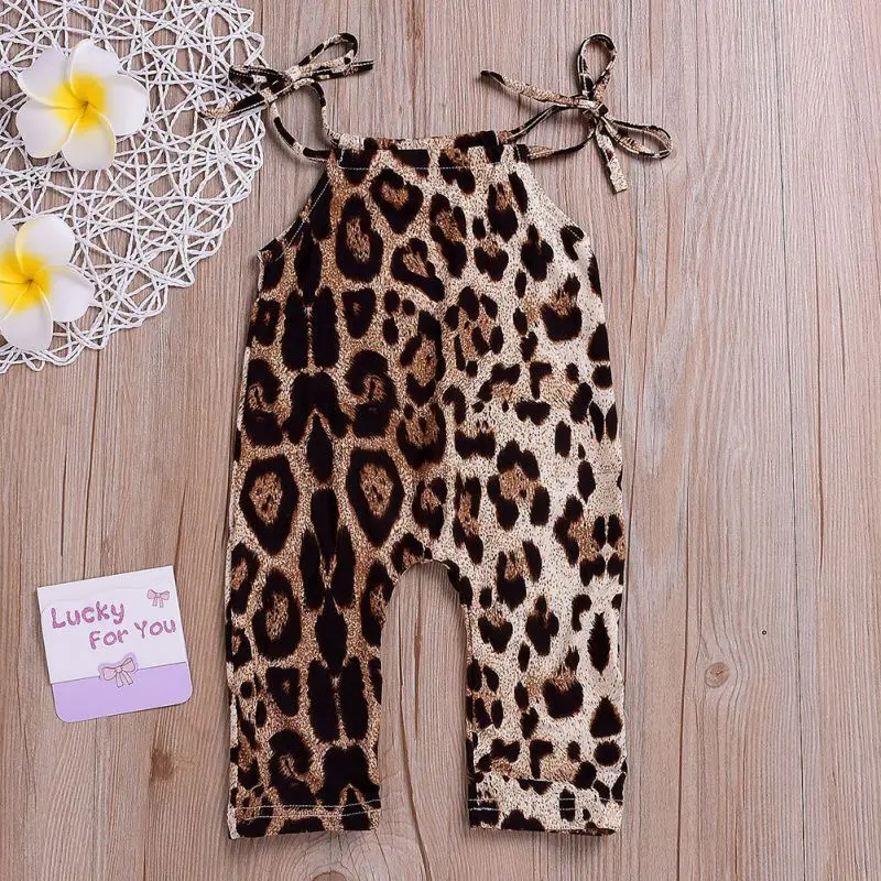 

2019 New Newborn Baby Girls Clothes Print Leopard Vest Romper Harem Sleeveless Jumpsuit Outfits Clothes