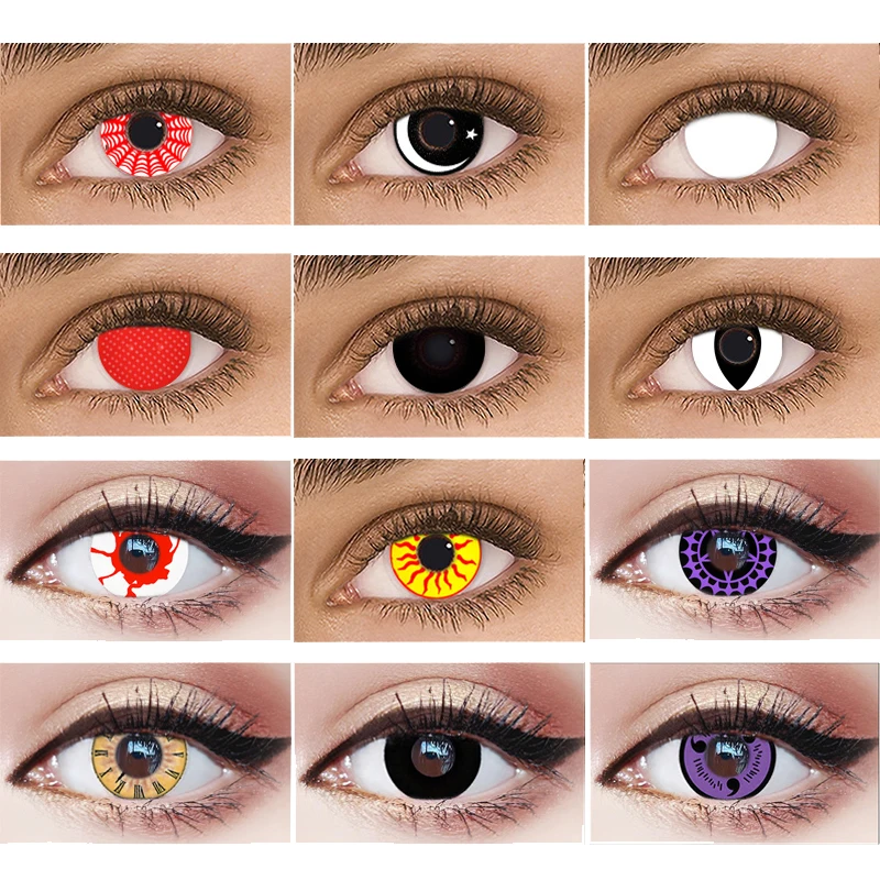 2pcs/Pair Cosplay Demon Color Contact Lenses Women Men Anime White Purple Eyes Lens Colored for Eye 14.5mm | Красота и здоровье