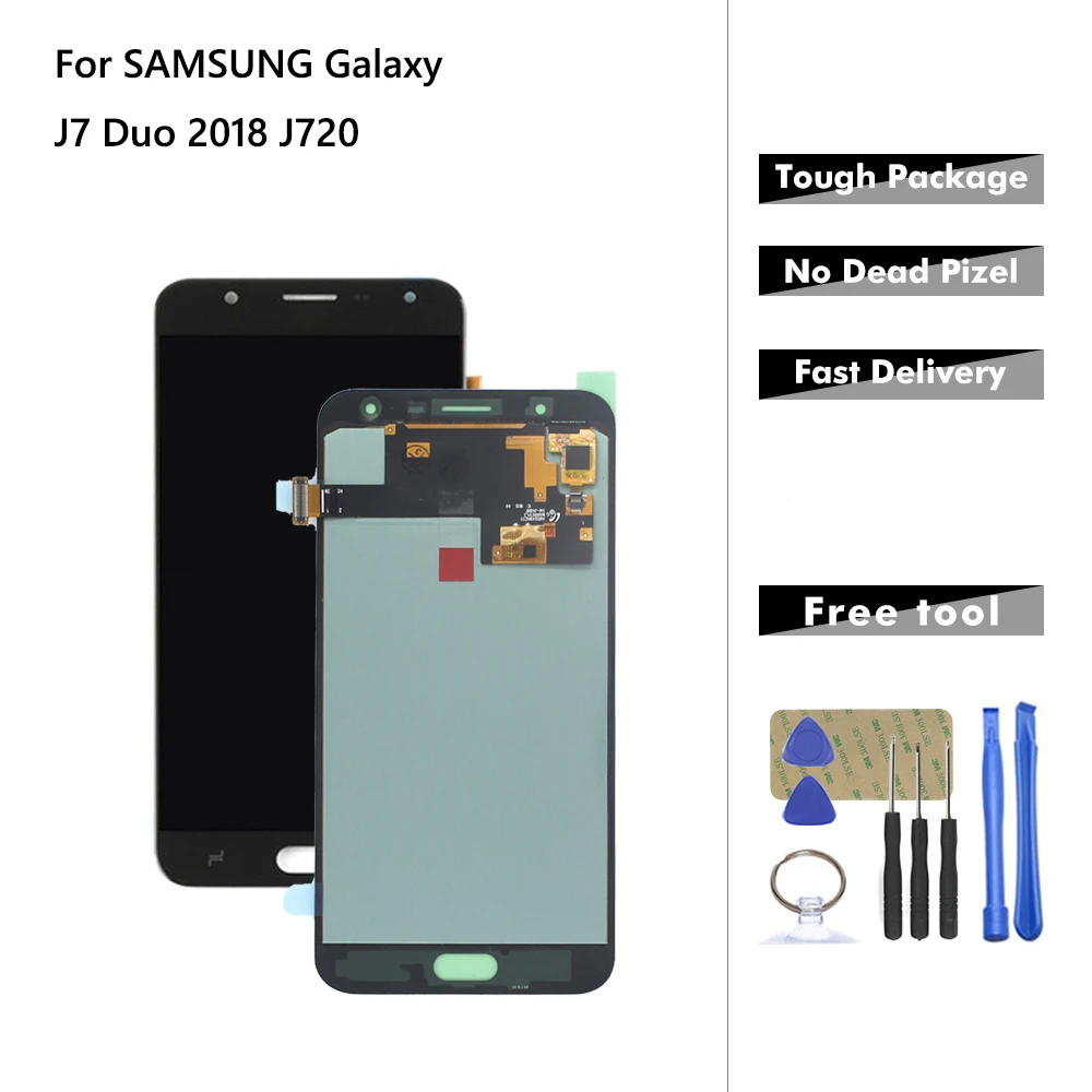 

5.5'' AMOLED LCD for SAMSUNG Galaxy J7 Duo 2018 J720 J720F LCD Display Touch Screen Digitizer Assembly Replacement