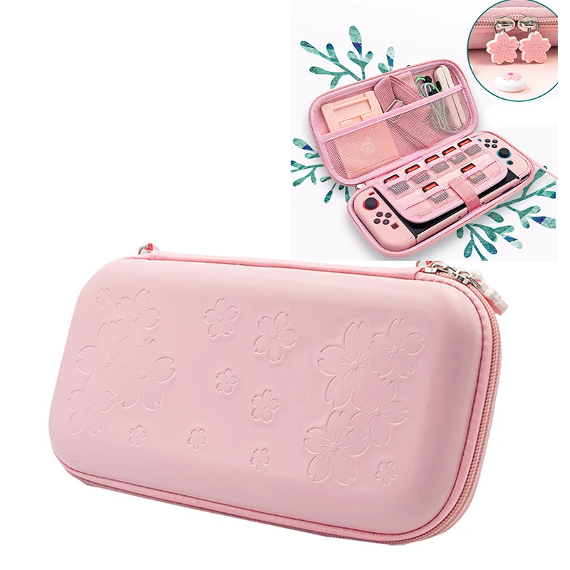 

for Nintendo Switch OLED Sakura Carry Case Protective Bundle Bag Water-Proof Cute Thumb Grips Wrist Strap Shoulder Accessories