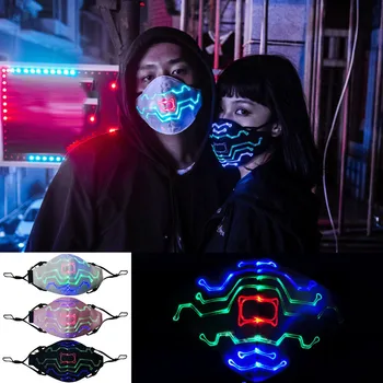 

New Led Light Mask Cosplay Music Party Voice-activated Mascarillas Breathable Mouth Face Mask Carnival Costume Prop Masque @40