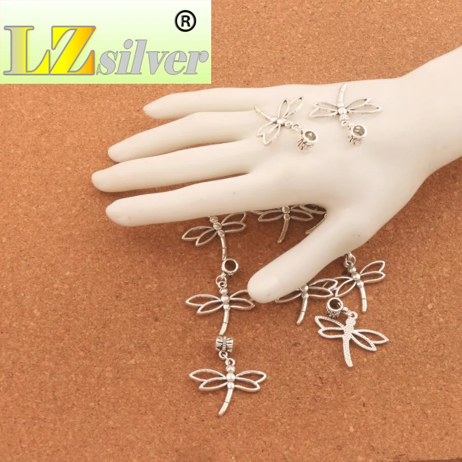100PCS Zinc Alloy Hollow Dragonfly Charm Beads 32.6x36.3mm Dangle Fit European Bracelets Jewelry DIY B769