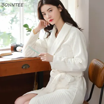 

Long Robe Women Solid Autumn Winter Thickening Comfortable Womens Bathrobe Lace Hot Pink Robes Leisure for Ladies Home Clothes