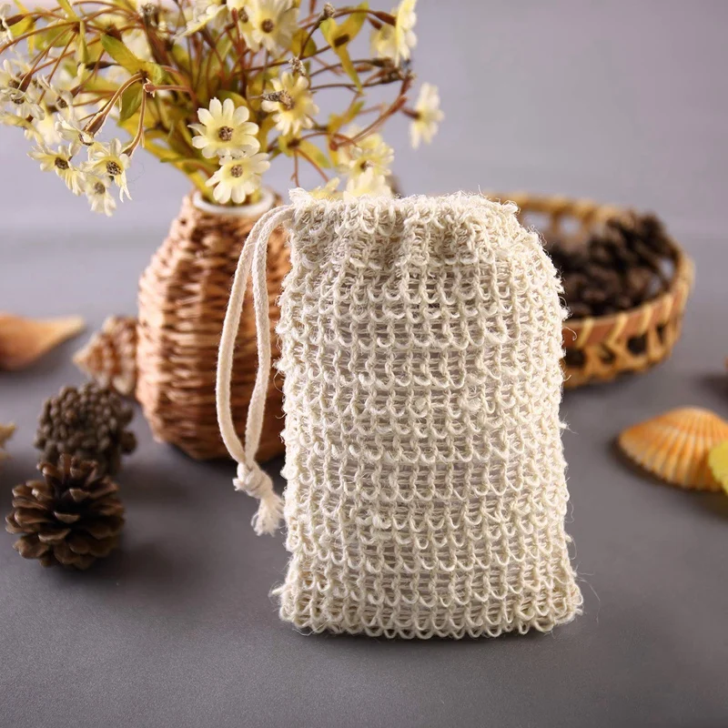 

Hot Sale 20Pcs Soap Exfoliating Bags Natural Ramie Soap Bag Mesh with Drawstring Tub and Shower