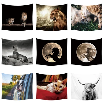 

Lion Cat Animal Wall Tapestry Wall Hanging Carpet Printing Decorative Tablecloth Polyester Beach Towel Bedspread Home Decor