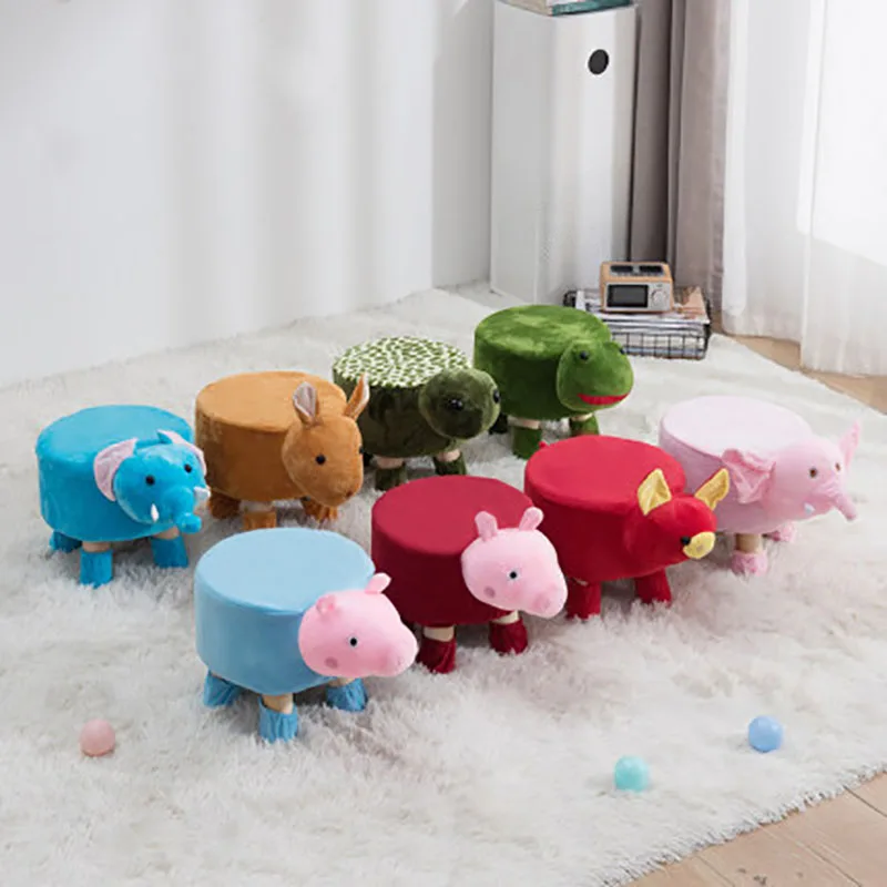 растущий стул Cartoon Change Shoes Children Wooden Stool Creative Sofa Family Lazy Cute Animal Baby Kids Little Dining Chair