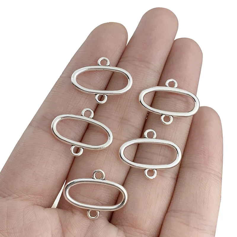 

60Pcs Antique Silver Hollow Oval Connector Charms Pendants for DIY Necklace Earrings Jewelry Making Findings Accessories
