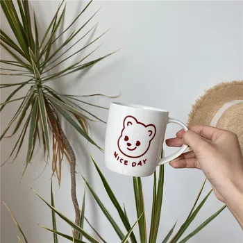 

Lovely Butter Bear Ceramic Mug Simple Coffee Cup with Handgrip Large Capacity Household Breakfast Milk Cups Office Drinking Mugs