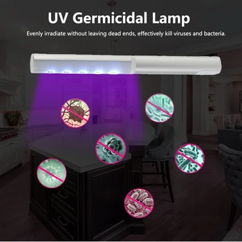 

UV Disinfection Lamp Germicidal Light USB Rechargeable With Indicator Remove Mites Hotel Schools Home Office Anti Bacteria