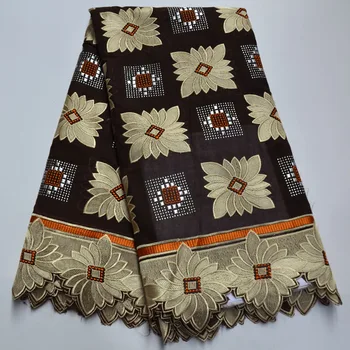 

New Arrivals Sequins African Lace Fabric High Quality Swiss Voile Lace In Switzerland 100%Cotton For Wedding Material FD4-21