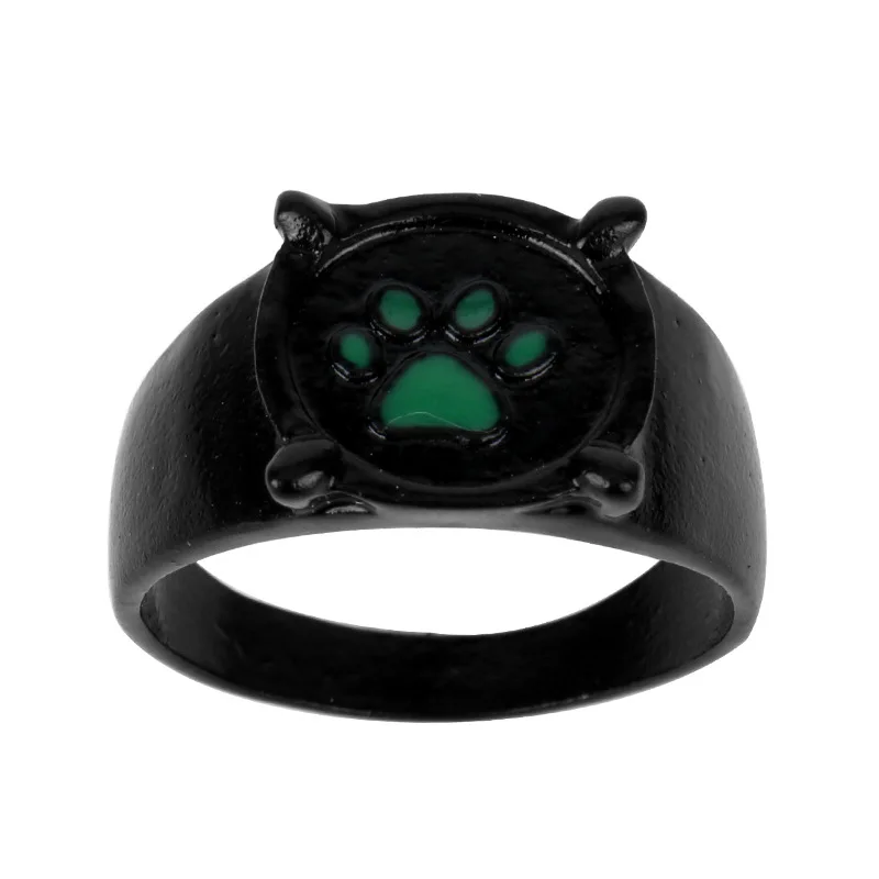 Us 068 40 Offhot Anime Magical Black Cat Noel Rings Cartoon Green Ladybug Cat Dog Claw Foot Cat Noir Ring Christmas Gift For Women Men On
