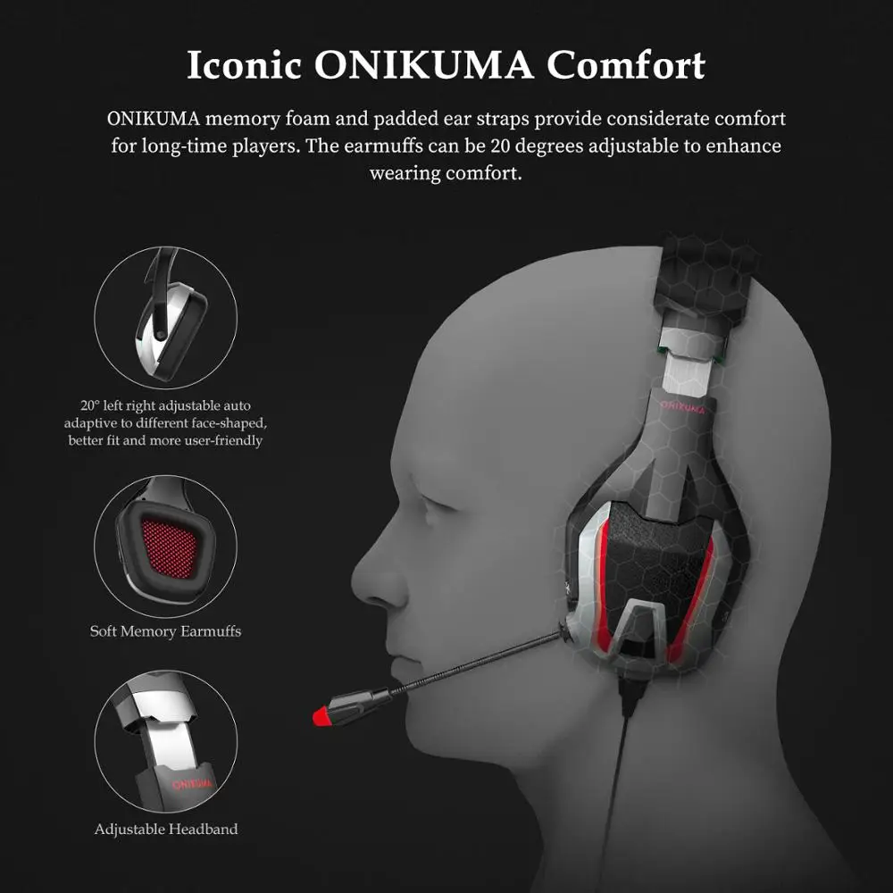 ONIKUMA K12 USB игровая гарнитура HD Стерео шумоподавление наушники с подключенным микрофоном для PS4 Xbox компьютера ноутбука телефона геймера