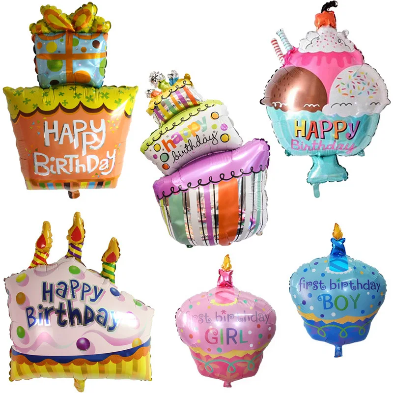 

1pc Cartoon Cake Foil Balloons Helium Balloon Cake Globos Birthday Party Decorations Kids Baby Shower Boy Girls Supplies