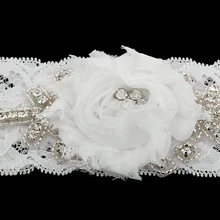 Ручная работа уникальные свадебные подвязки стрейч кристалл цветок кружева свадебные подвязки