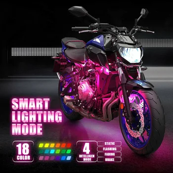 

6 Pods Motorcycle ATV RGB 5050 SMD LED Neon Light Bar Kit Atmosphere Lamp Set Chrome Pods, Each With 6 LED