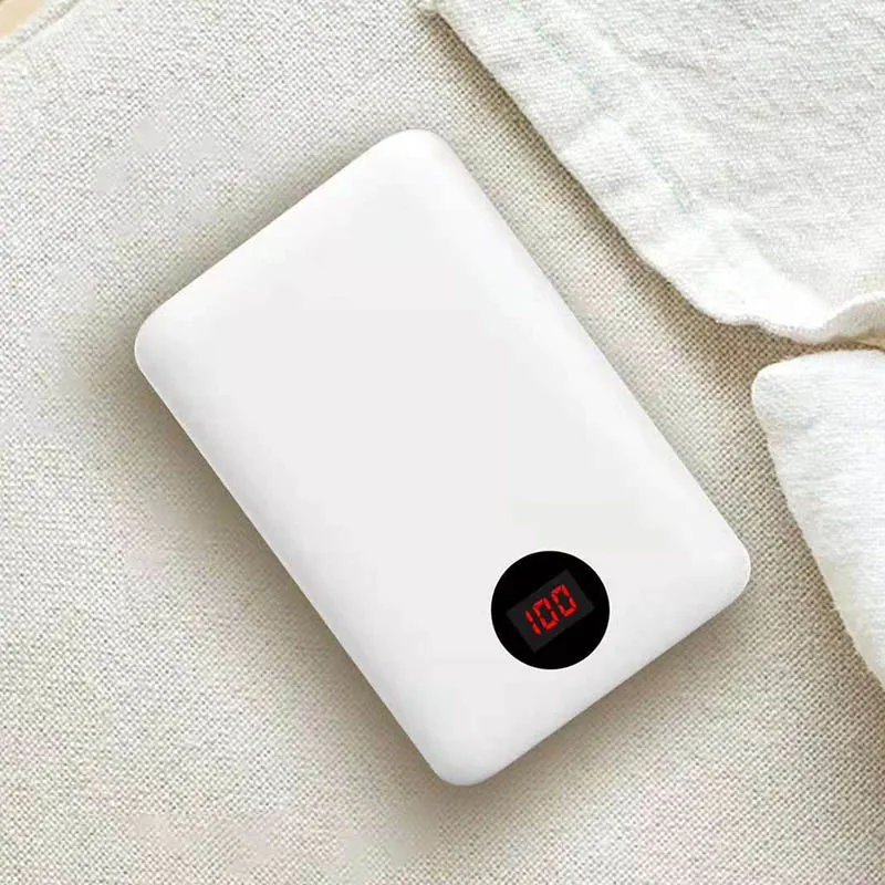 10000mAh мини банк питания для Xiaomi Iphone светодиодный дисплей внешний аккумулятор зарядное устройство портативный банк питания для samsung huawei - Color: White