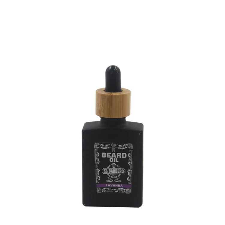 

CBD oil beard oil 30ml 50ml 100ml e liquid empty rectangle glass dropper bottle with bamboo dropper cap black matte glass bottle