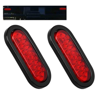 

2Pcs 6 Inch Oval Red 22 LED Truck Taillight Transparent Reversing Tail Light for Truck Trailer Warning Light