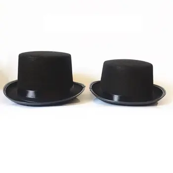 

Black Top Hat Satin High Caps Adults Kids Flat Dome Top Hats For Magician Costume Performance Theatrical Plays Musicals Fedora