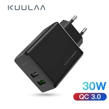 KUULAA Quick Charge 4,0 3,0 USB зарядное устройство 30 Вт QC3.0 PD 3,0 Быстрая зарядка 2 USB разъем зарядное устройство для мобильного телефона для iPhone samsung Xiaomi