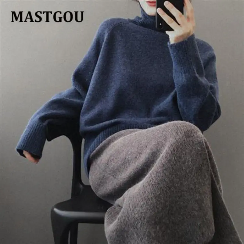 MASTGOU Popular standard Oversized Winter Thick Sweater Choice Cashmere Knitted Women Pu