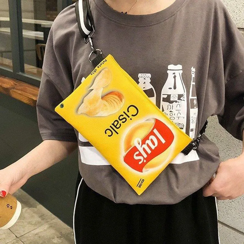 Забавная сумка через плечо с картофельными чипсами Женская Холщовая Сумка на