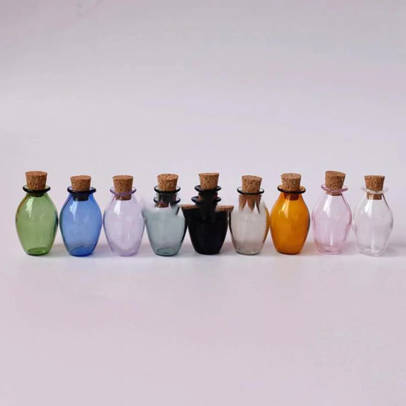 Mini Glass Bottles 2pcs 9Colors