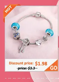 Цвет серебра талисман браслеты с ключом синий кристалл сердце цветок шарик для женщин подходит бренд браслет ювелирные изделия подарок дропшиппинг