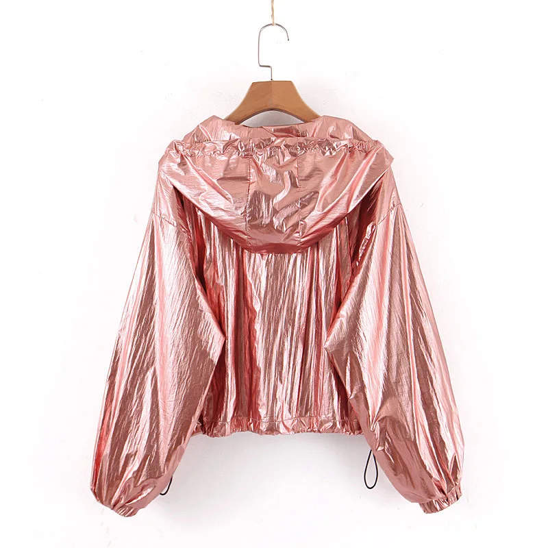 

55xl-2275 Europe And America WOMEN'S Dress 2019 Autumn New Style Casual Loose-Fit Zipper Hooded Space Suit Coat