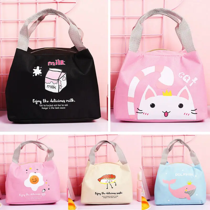 Portable Insulated Lunch Bag Carry Tote Picnic Storage Carry Case Thermal Bag Cute Print Cartoon Food Oxford Cooler Handbag