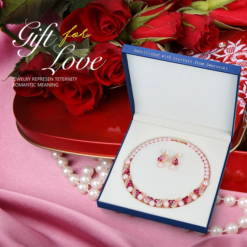 Женский комплект украшений CDE Happy Angel украшенный кристаллами Swarovski вечерние