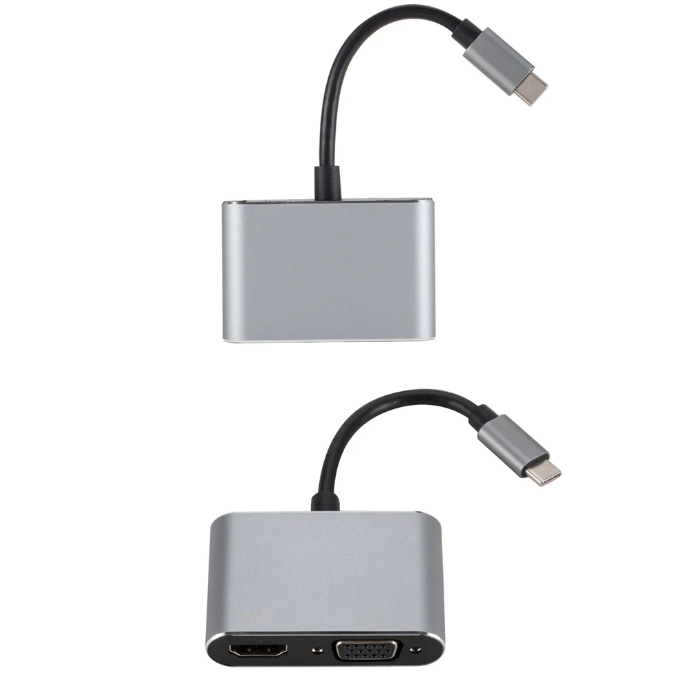 Тип-c к HDMI+ VGA адаптер HDMI к VGA адаптер папа к Famale конвертер цифро-аналоговый видео аудио для ПК ноутбука планшета