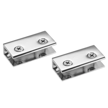 

uxcell Glass Shelf Brackets - Adjustable Zinc Alloy Glass Clamp Clip Holder Bright Chrome for 8-10mm Thick, 2 Pcs