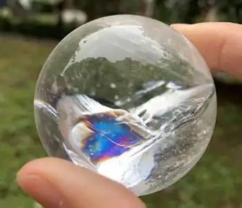 

Natural White Crystal, Rainbow Polished Crystal Ball, Ornaments Sent to Base