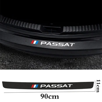 

For Volkswagen Passat b7 b8 Car rear bumper leather decals carbon fiber protector car trunk protection plate film accessories