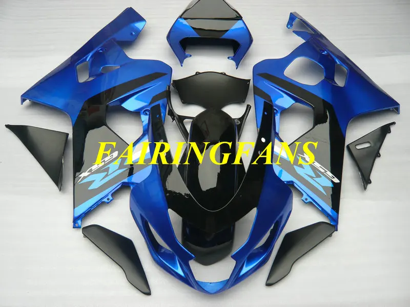 Мотоцикл обтекателя тела для GSXR600 750 K4 04 05 R 600 GSXR750 2004 2005 ABS черно-голубые Обтекатели Кузов+ подарки SE53