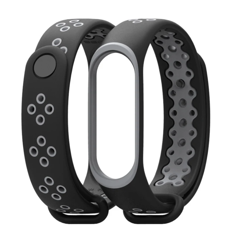 Mi jobs mi Band 4 Pulseira силиконовый ремешок спортивный модный браслет ремень для Xiaomi mi 4 3 ремешка Correa mi Band 3 Аксессуары - Цвет: Black with gray